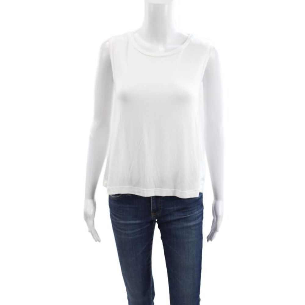 Velvet Womens Basic White Modal Tank Round Neck Sleeveless Size XS